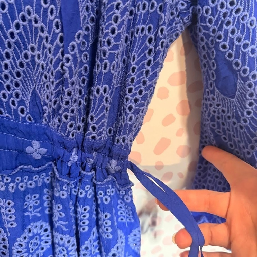 NEW Johnny Was Bluebelle Eyelet Embroidered Tiered Dress Blue 2X Boho NWT - Picture 9 of 12